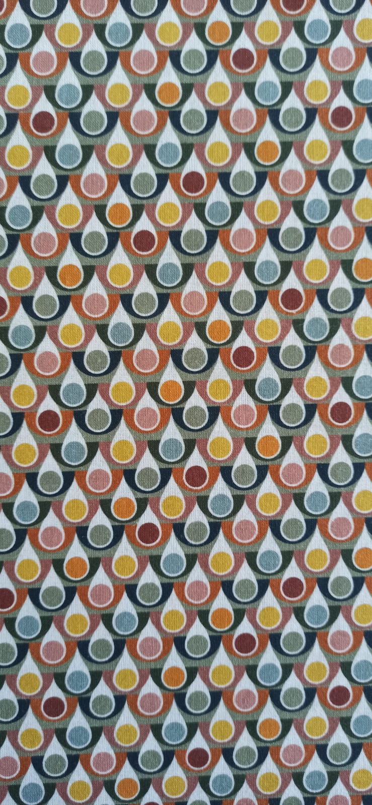 Retal de algodón estampado gotas vintage multicolor - 0,65 x 1,50 m