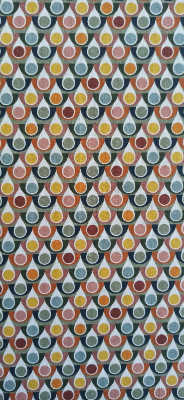 Retal de algodón estampado gotas vintage multicolor - 0,65 x 1,50 m