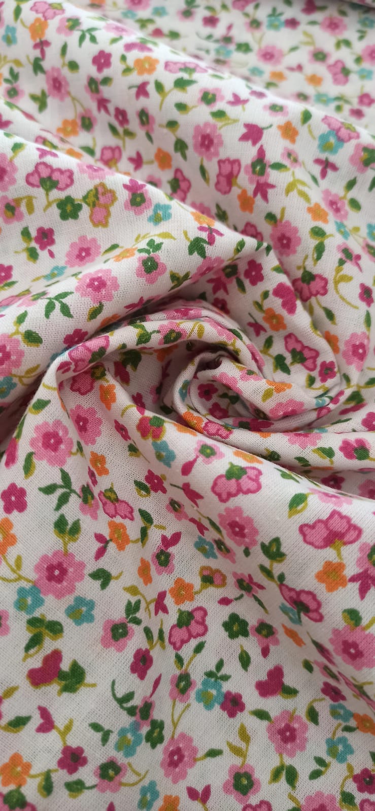 Tela de algodón estampado flores alegría fresa - ancho 2,80 m