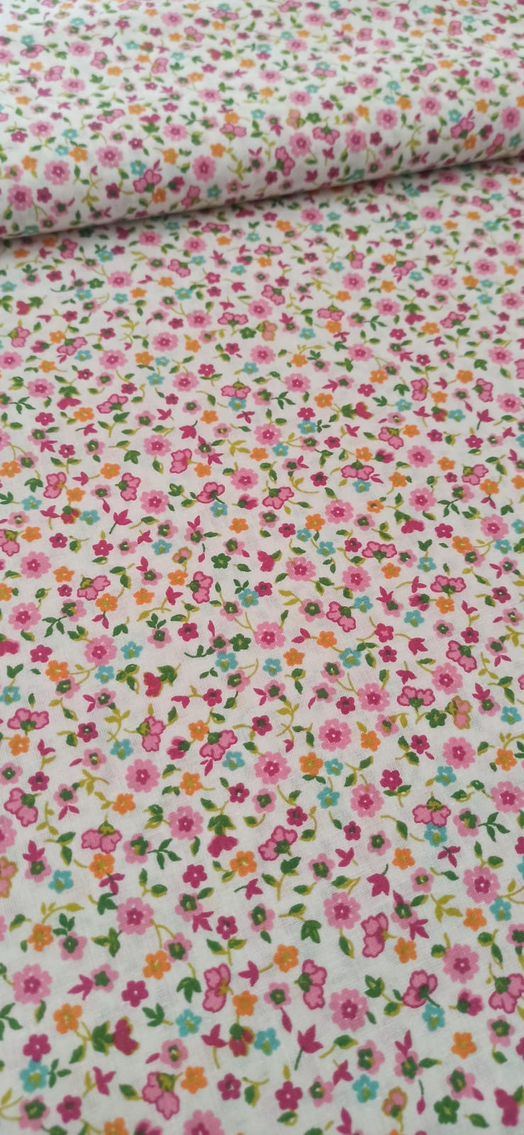 Tela de algodón estampado flores alegría fresa - ancho 2,80 m