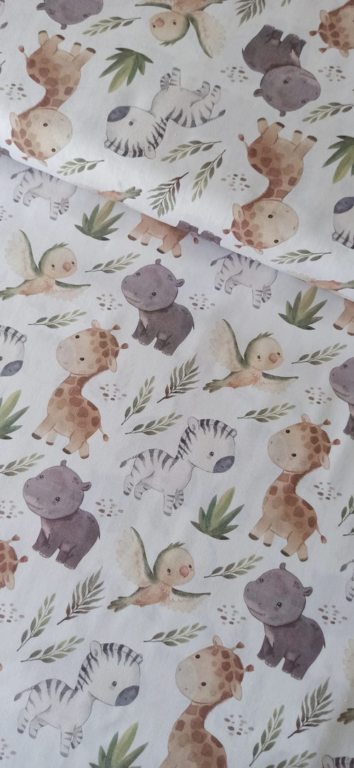 Algodón animales de la selva baby fondo blanco