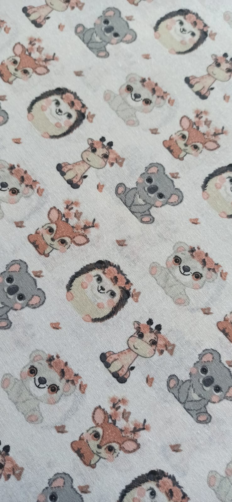 Retal de algodón estampado animalitos kawaii - 1,00 x 1,40 m