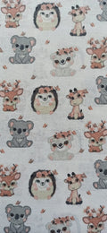 Retal de algodón estampado animalitos kawaii - 1,00 x 1,40 m
