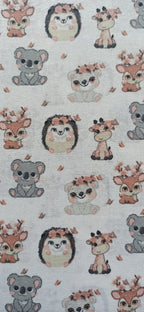 Retal de algodón estampado animalitos kawaii - 1,00 x 1,40 m