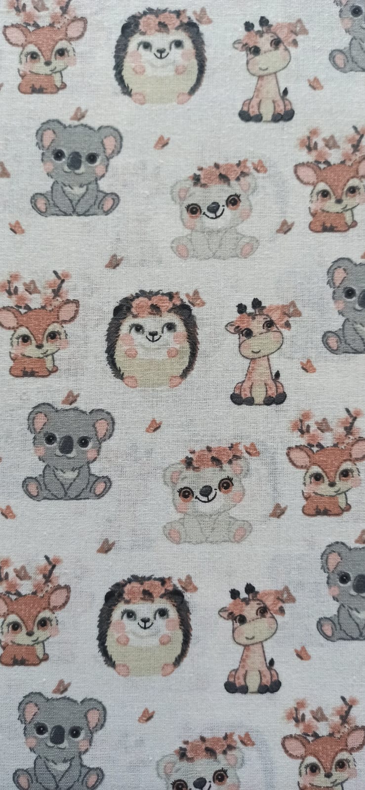Retal de algodón estampado animalitos kawaii - 1,00 x 1,40 m