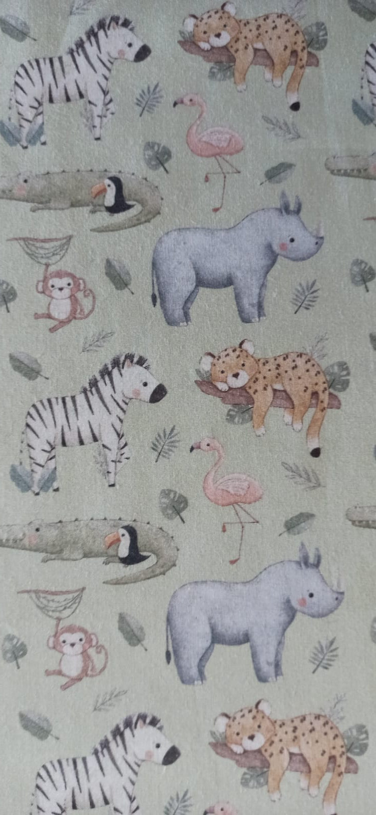 Retal de algodón estampado animales de la selva - 0,80 x 1,40 m