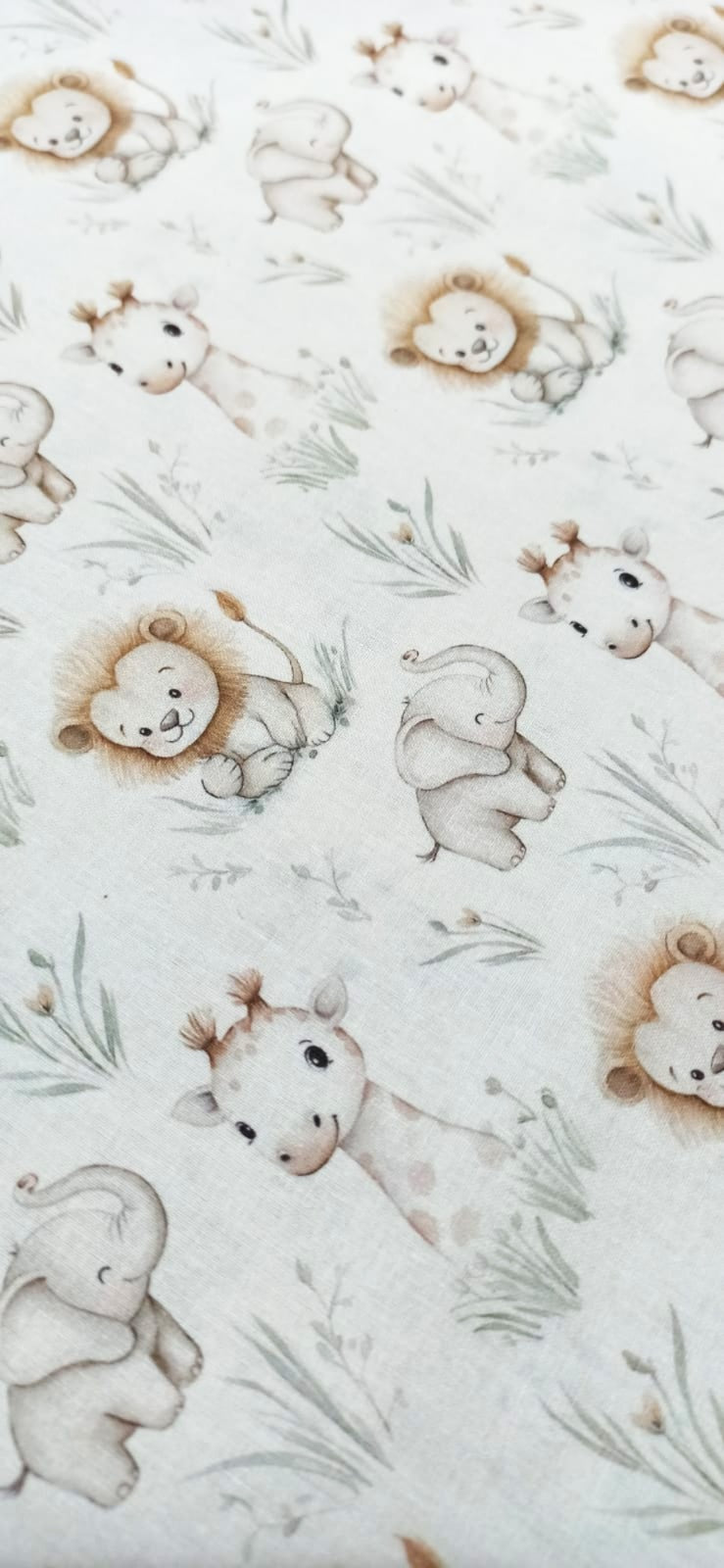 Tela Algodón Infantil Animalitos Dulces Selva - tela estampada ancho 1,40m
