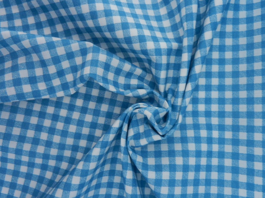 Algodón vichy azul tejano y blanco, cuadros de 1 cm, tela infantil por metros
