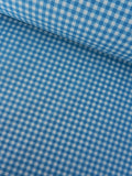 Algodón vichy azul tejano y blanco, cuadros de 1 cm, tela infantil por metros

