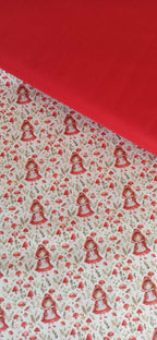 Tela Caperucita entre Setas combinada con vichy verde y rojo