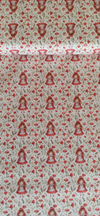 Algodón de Caperucita con capa roja entre setas y ramitas, dispuesto en pliegues