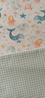 Tela Algodón Infantil Animales Fondo Marino - tela estampada ancho 1,40m