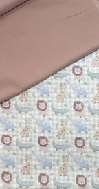 Tela Algodón Infantil Animales Selva Fondo Vichy - tela estampada ancho 1,40m