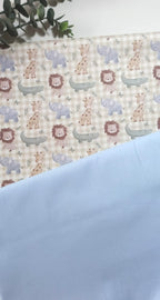 Tela Algodón Infantil Animales Selva Fondo Vichy - tela estampada ancho 1,40m