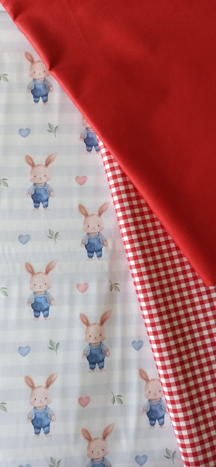 Algodón conejitos baby combinación rojos