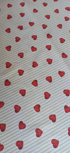 Tela Algodón Corazones Fondo Beige a Rayas