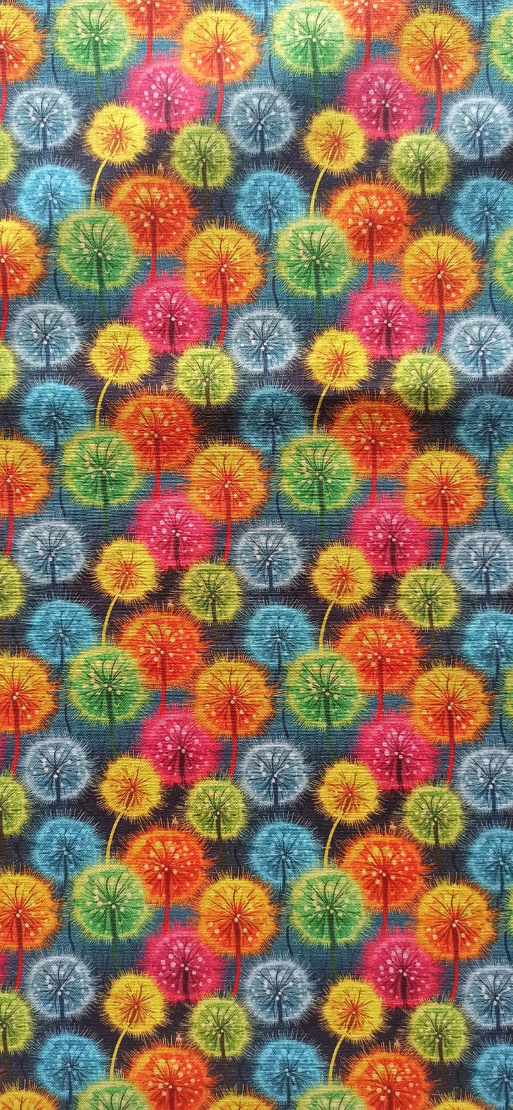 Retal de algodón estampado dientes de león multicolor - 1,00 x 1,45 m