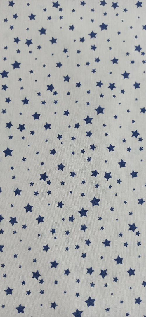 Tela de algodón estampado estrellas azul marino fondo natural - ancho 2,80 m