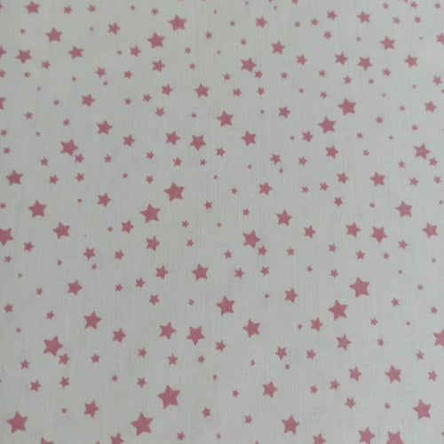 Tela de algodón estampado estrellas rosa bebé fondo natural - ancho 2,80 m