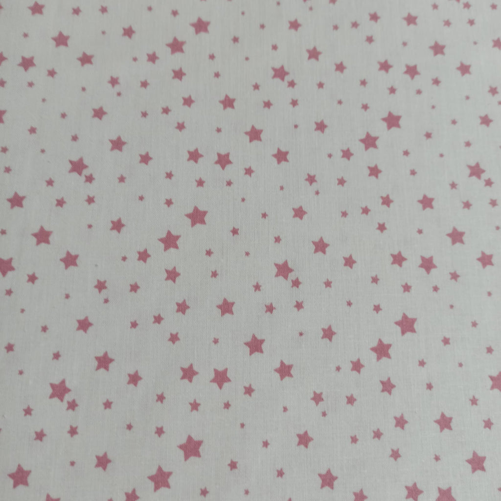 Tela de algodón estampado estrellas rosa bebé fondo natural - ancho 1,40 m