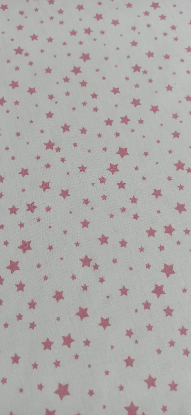 Tela de algodón estampado estrellas rosa bebé fondo natural - ancho 1,40 m
