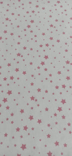 Tela de algodón estampado estrellas rosa bebé fondo natural - ancho 1,40 m