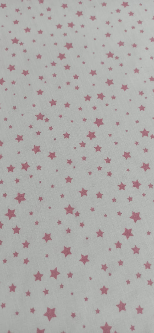 Tela de algodón estampado estrellas rosa bebé fondo natural - ancho 1,40 m
