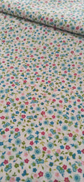 Tela de algodón estampado flores alegría aguamarina - ancho 2,80m