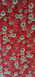 Retal de algodón estampado flores blancas fondo rojizo - 0,60 x 1,40 m