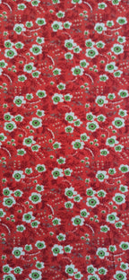 Retal de algodón estampado flores blancas fondo rojizo - 0,60 x 1,40 m