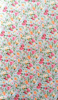 Tela de algodón percal flores fondo turquesa - ancho 1,40 m