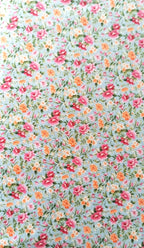 Tela de algodón percal flores fondo turquesa - ancho 1,40 m