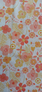 Retal de algodón estampado flores coral y naranja - 0,90 x 1,70 m
