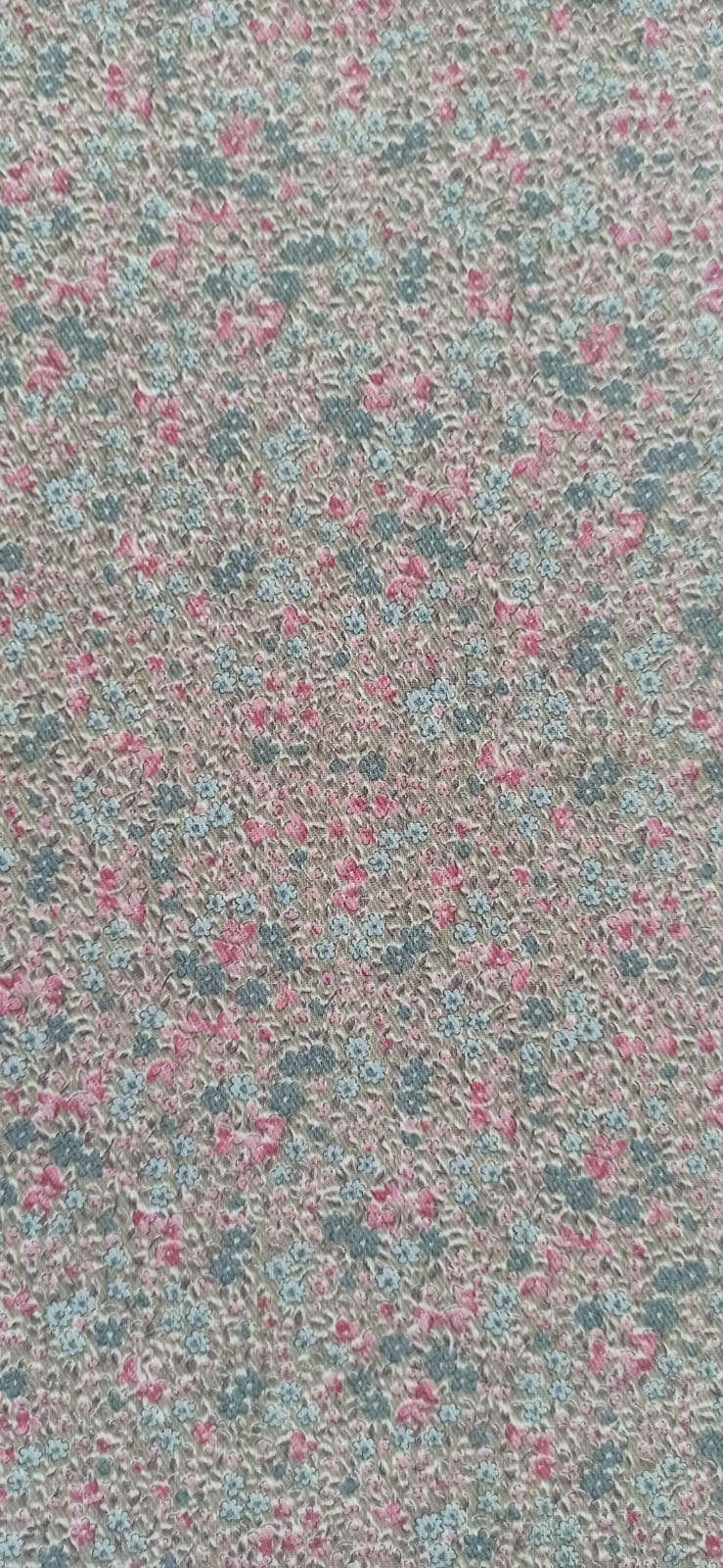 Retal de piqué estampado flores rosas y azules - 0,75 x 1,46 m
