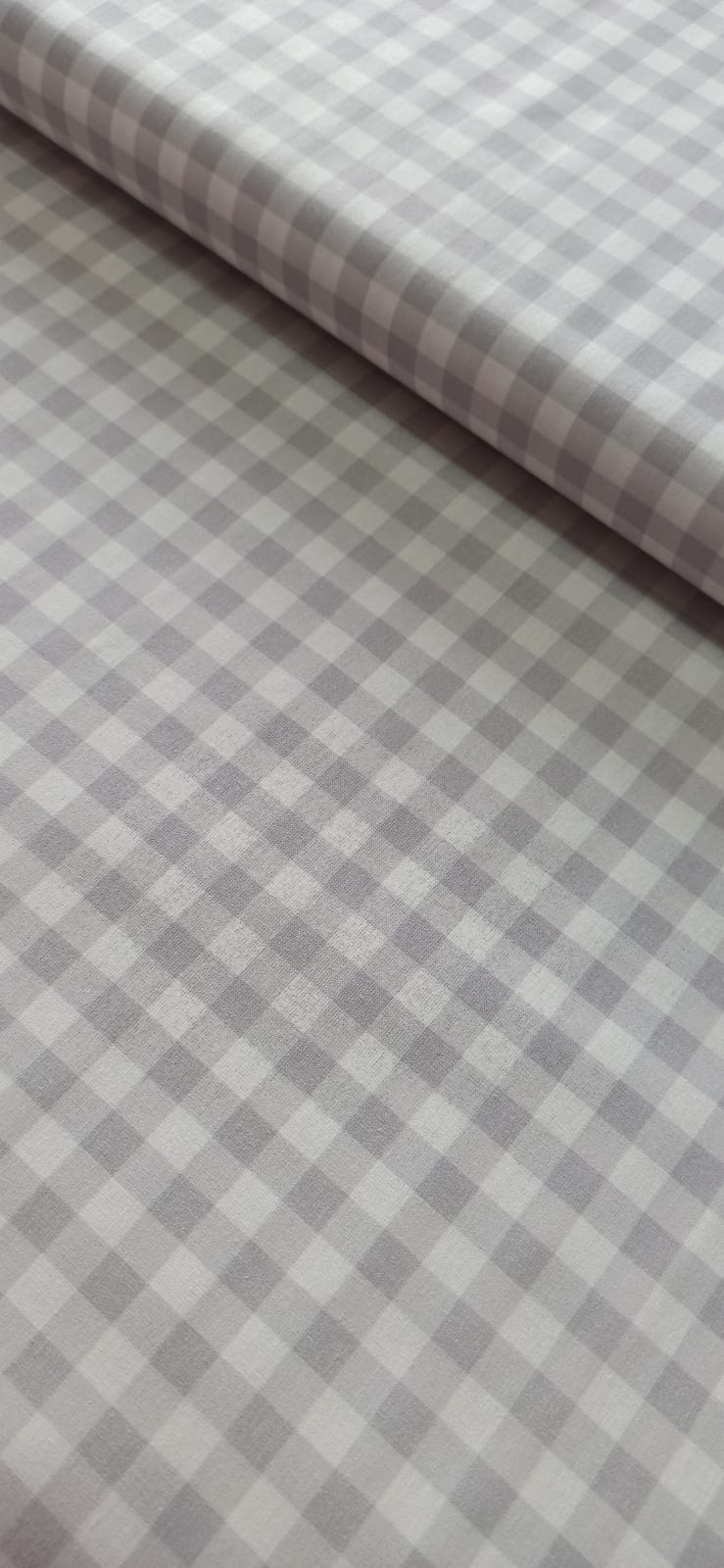 Tela de algodón cuadros vichy gris claro 1 cm - ancho 1,40 m