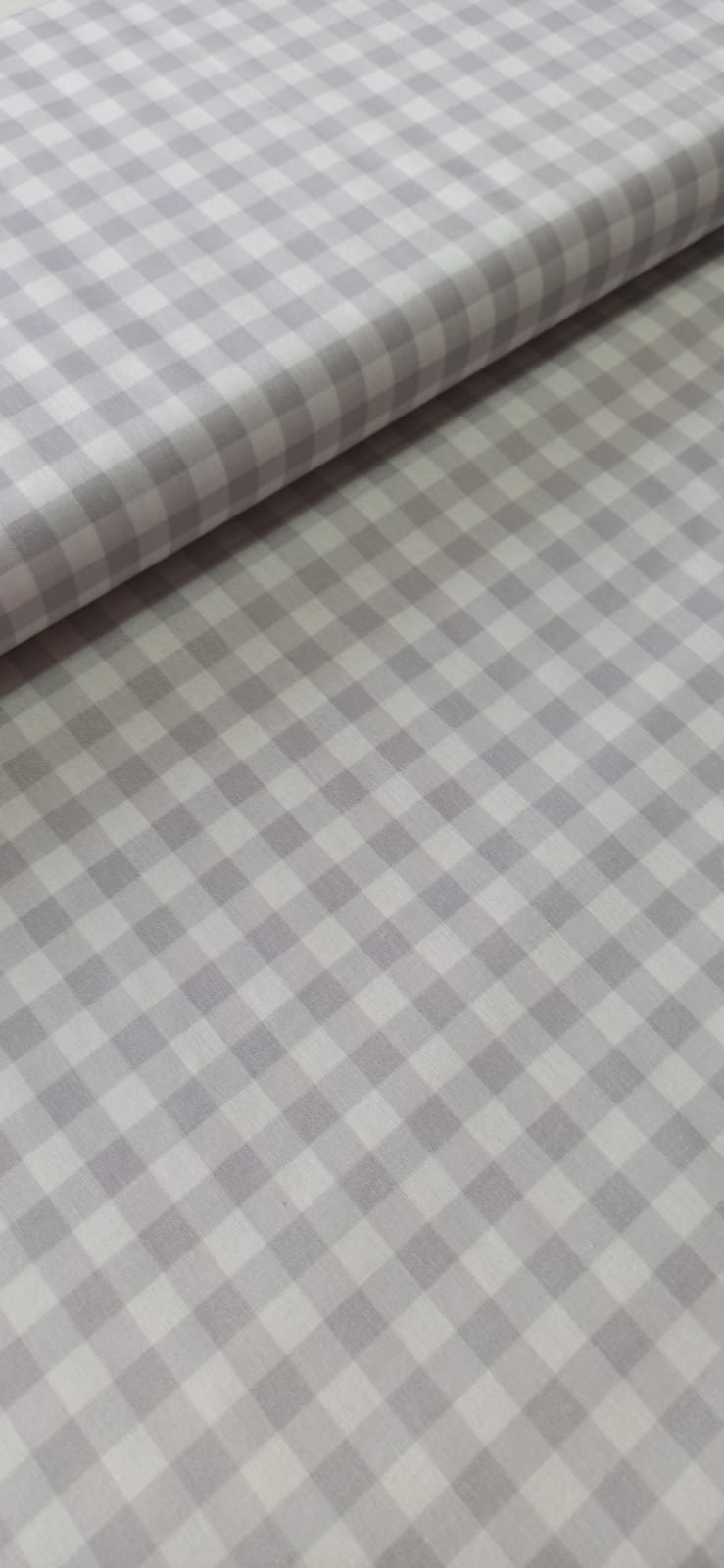 Tela de algodón cuadros vichy gris claro 1 cm - ancho 1,40 m