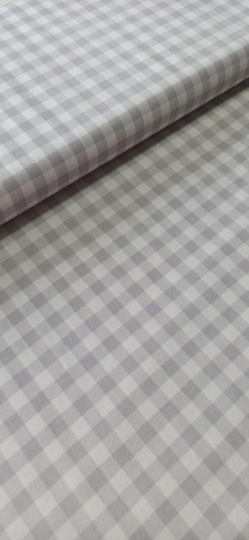Tela de algodón cuadros vichy gris claro 1 cm - ancho 1,40 m