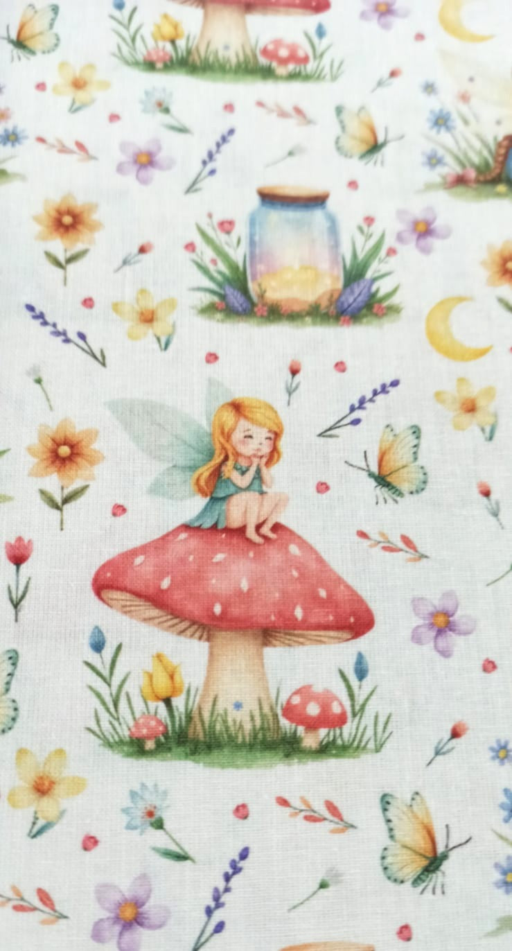 Tela Algodón Infantil Haditas y Setas - tela estampada ancho 1,40m