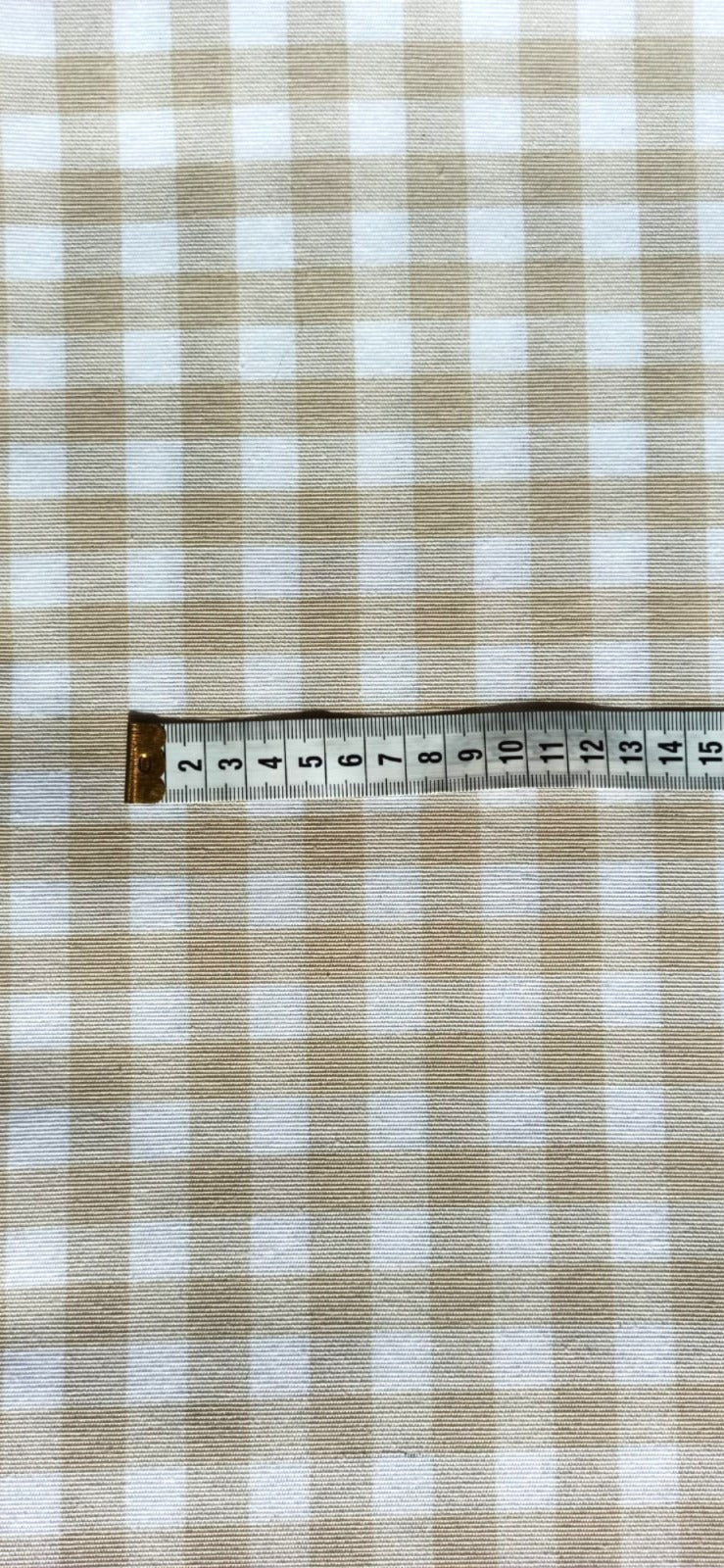 Loneta Vichy 1 cm Beige - tela estampada ancho 2,80m