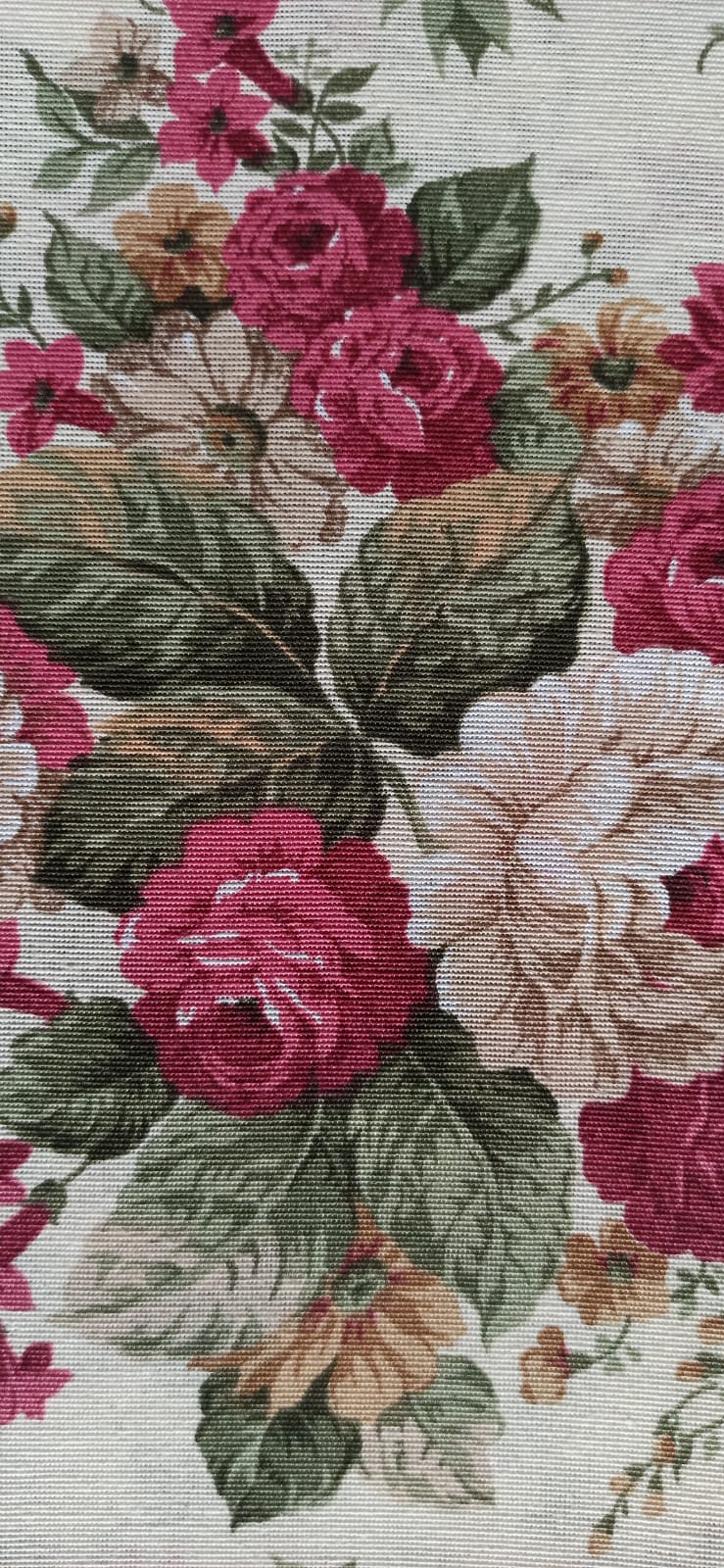 Loneta Flores Moradas y Beige - tela estampada ancho 2,80m