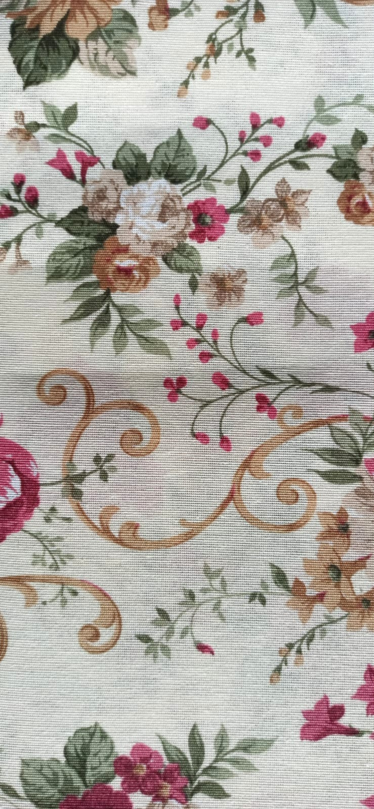 Loneta Flores Moradas y Beige - tela estampada ancho 2,80m