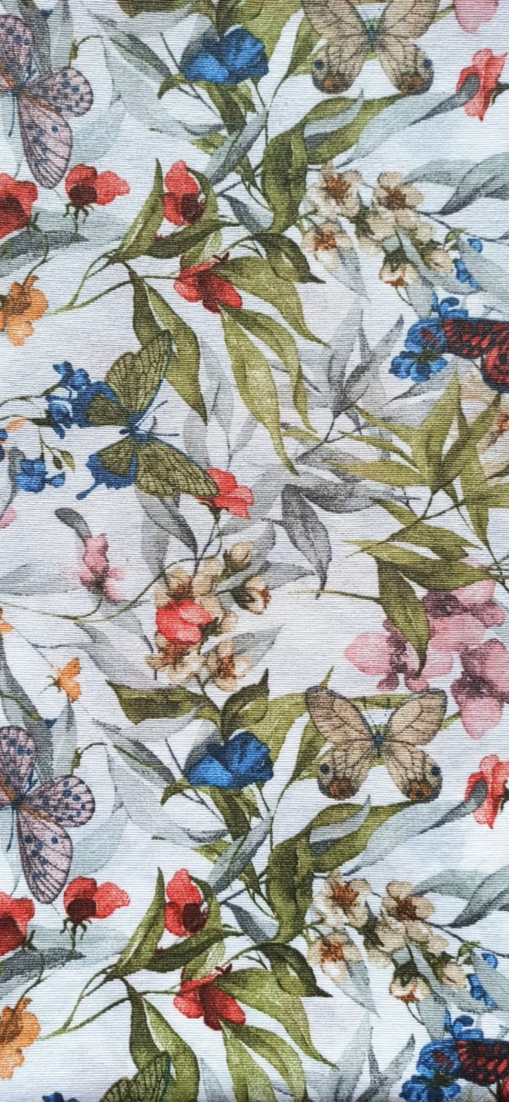 Loneta Flores y Mariposas - tela estampada ancho 2,80m