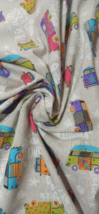 Loneta Furgonetas Hippies - tela estampada ancho 2,80m