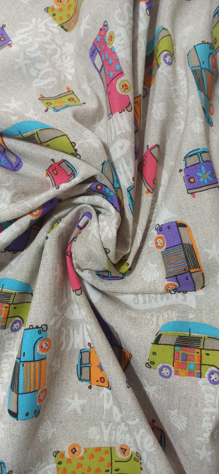 Loneta Furgonetas Hippies - tela estampada ancho 2,80m