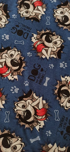 Loneta estampado perros Dog My Best Friend fondo azul ancho 2,80 m