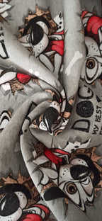 Loneta estampado perros Dog My Best Friend fondo gris ancho 2,80 m

