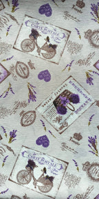 Loneta Lavanda y Bicis - tela estampada ancho 2,80m