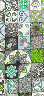 Loneta Mandala Verde Rombos - tela estampada ancho 2,80m
