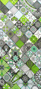 Loneta Mandala Verde Rombos - tela estampada ancho 2,80m