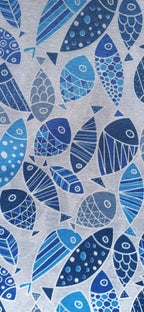 Loneta Peces Azules - tela estampada ancho 2,80m